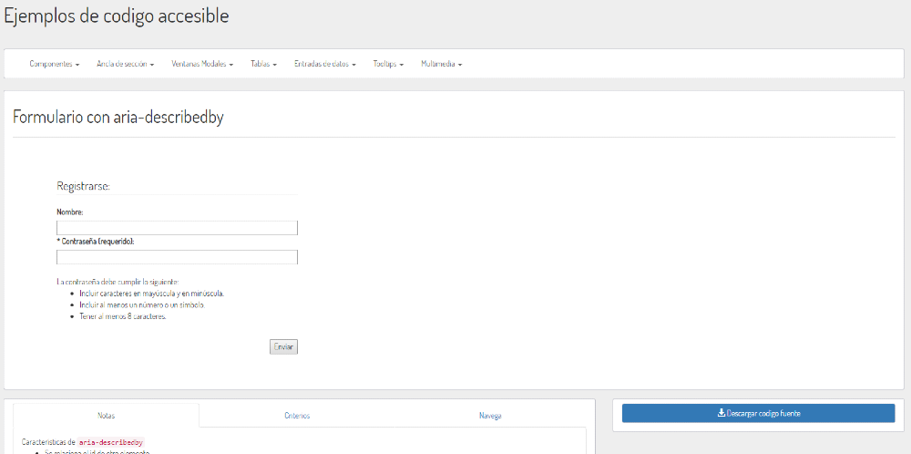 Ejemplo de formularios con tecnología WAI-ARIA en nuestro Access Corner
